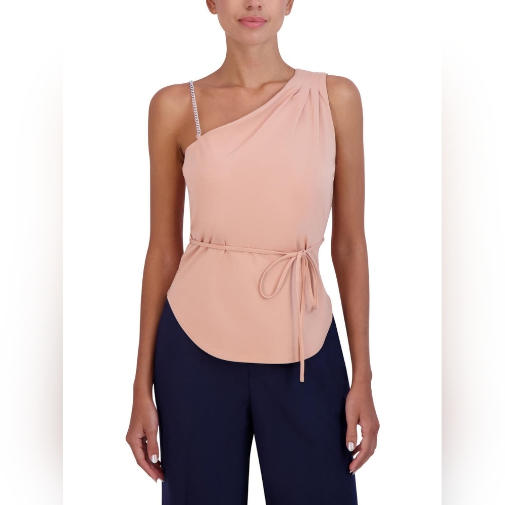 New BCBGMAXAZRIA One Shoulder Top with Belt